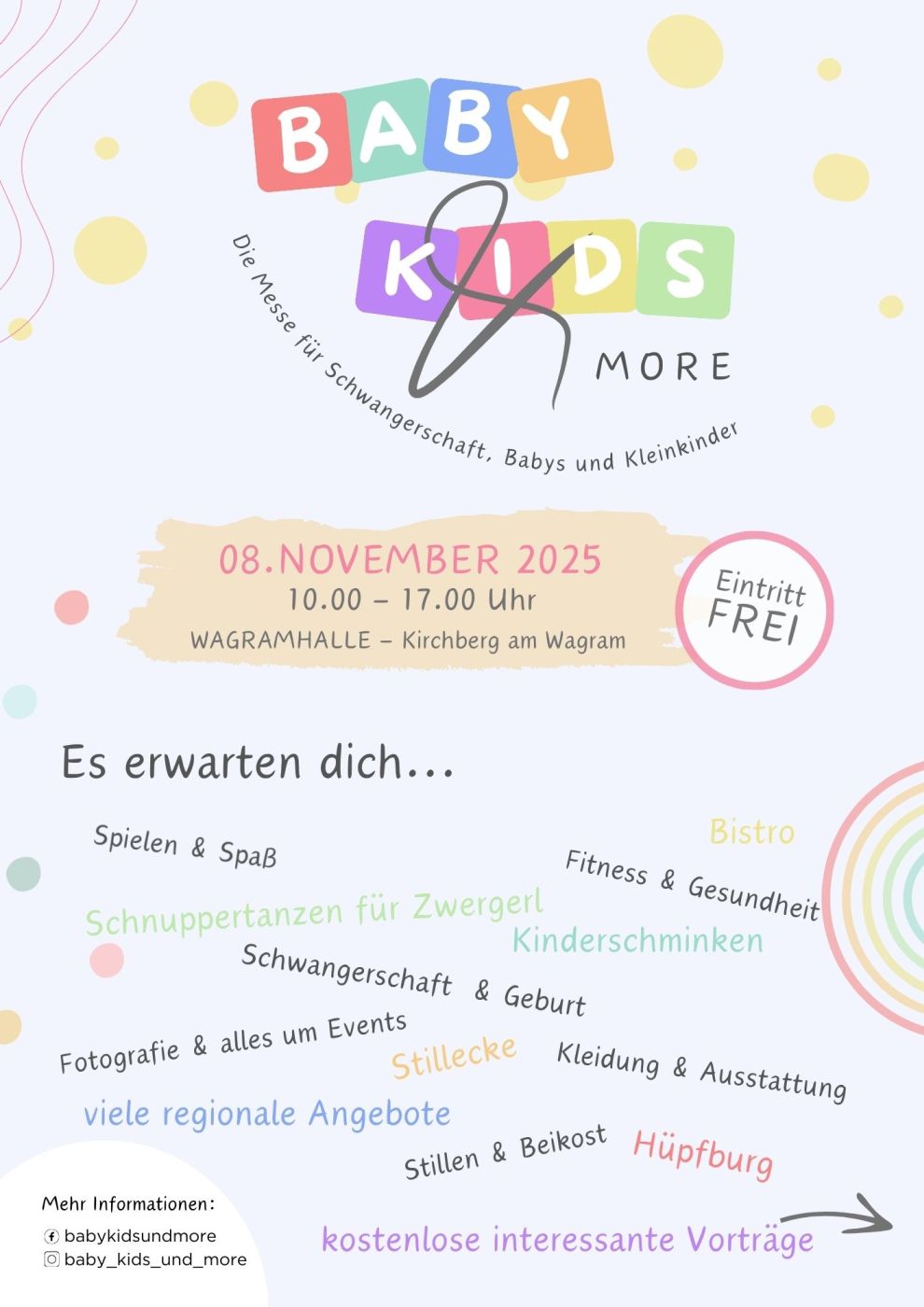 Besuche mich auf der Baby, Kids and More am 08.11.2025 in Kirchberg am Wagram von 10:00 bis 17:00 Uhr